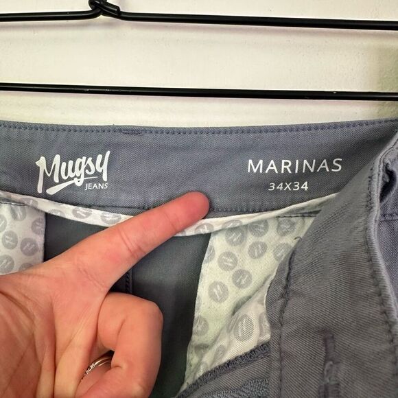 Mugsy Men’s Classic Chinos Marinas Classic Fit Super Stretch Technology in Steel - Picture 7 of 16